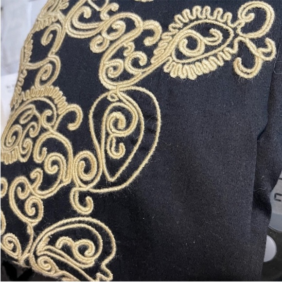 Floreat Black Paisley Paths Embroidered Pencil Skirt Baroque Folk Scroll SZ 4 - Picture 6 of 13